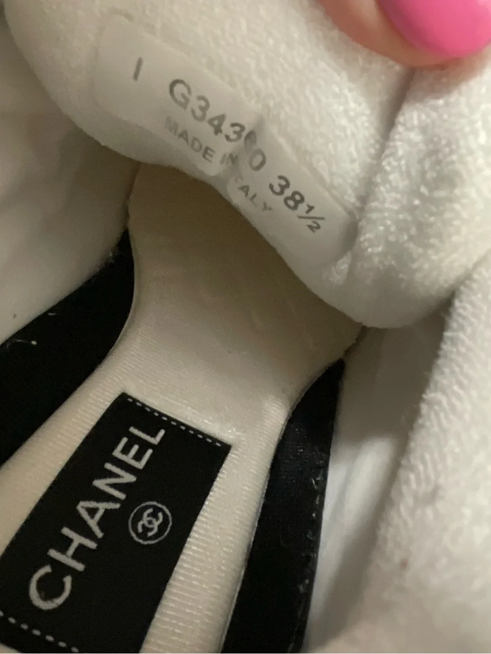 Chanel CC Off White Fabric Sneaker w Box SZ 38.5